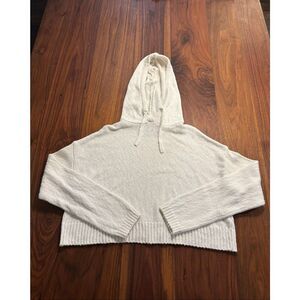 Stitches+Stripes Women’s Off-White Knit Long Sleeve Crop Pullover Hoodie Small